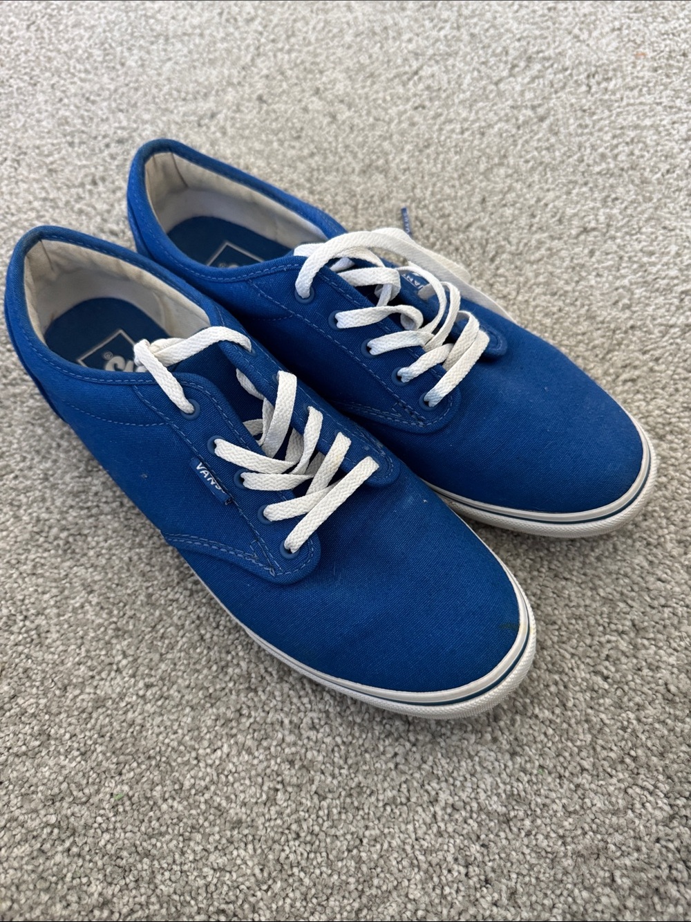 Vans Blue Canvas Low-Top Sneakers with White Laces